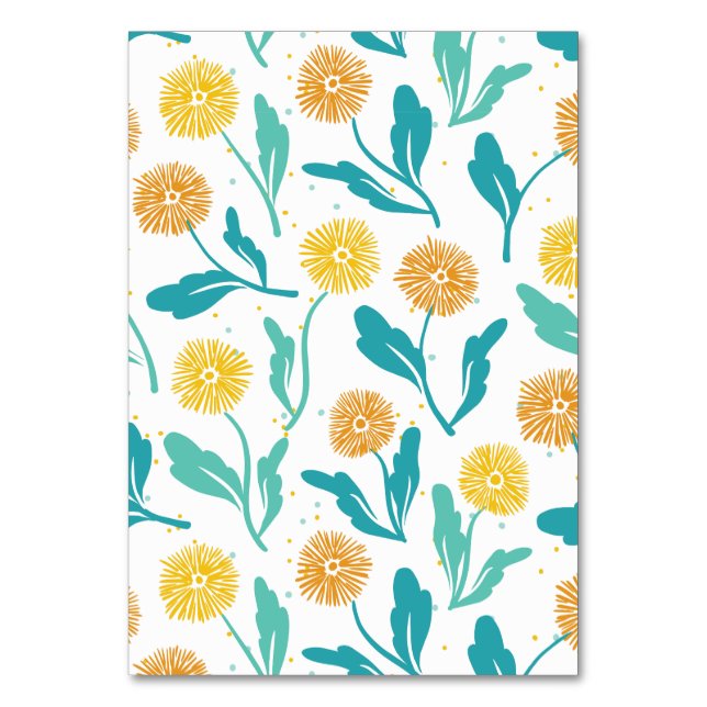 Tarjeta De Mesa Patrón floral de Dandelion amarillo - Inspirado en (Anverso)