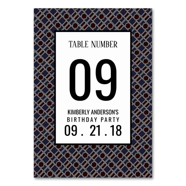 Tarjeta De Mesa Patrón geométrico de moda, tabla de cumpleaños mod (Anverso)