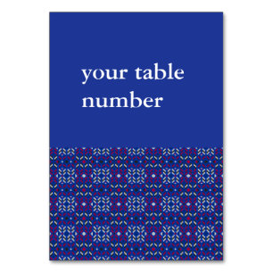 Tarjeta De Mesa Patrón geométrico tradicional de píxeles en azul p