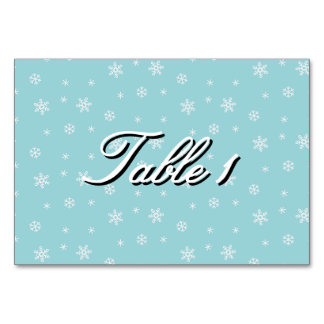 Tarjeta De Mesa Patrón personalizado de copo de nieve cian para fi