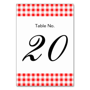 Tarjeta De Mesa Patrón rojo de Gingham blanco