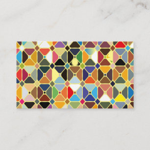 Tarjeta De Mesa Patrones geométricos multicolores con formas octóg