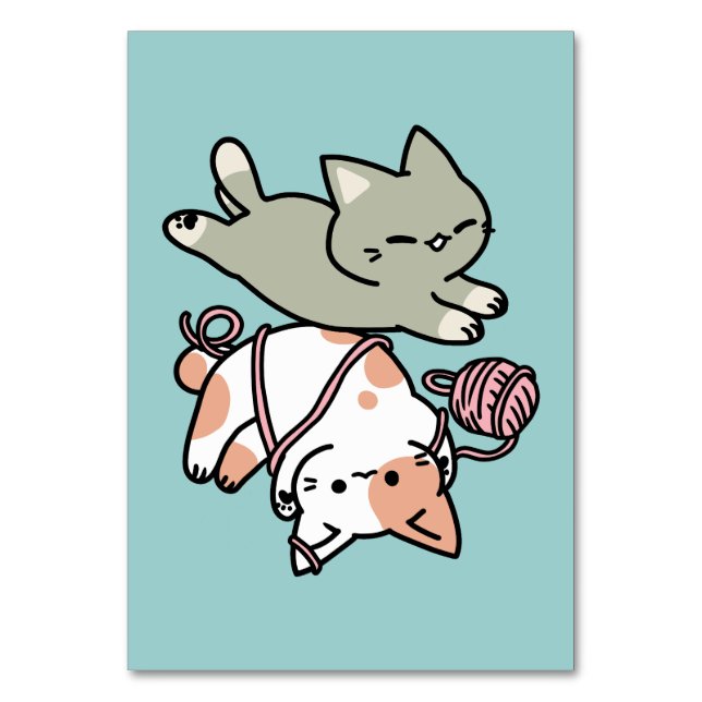 Tarjeta De Mesa Paws and Play – Adorable Cat Illustration (Anverso)