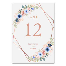 Tarjeta De Mesa Peach Blue Wedding Collection
