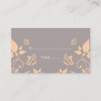 Tarjeta De Mesa Peach Butterfly Floral Place Card