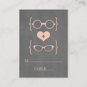 Tarjeta De Mesa Peach Geeky Glasses Chalkboard Place Cards
