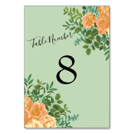 Tarjeta De Mesa Peach Green Boda Spring Pastel Floral