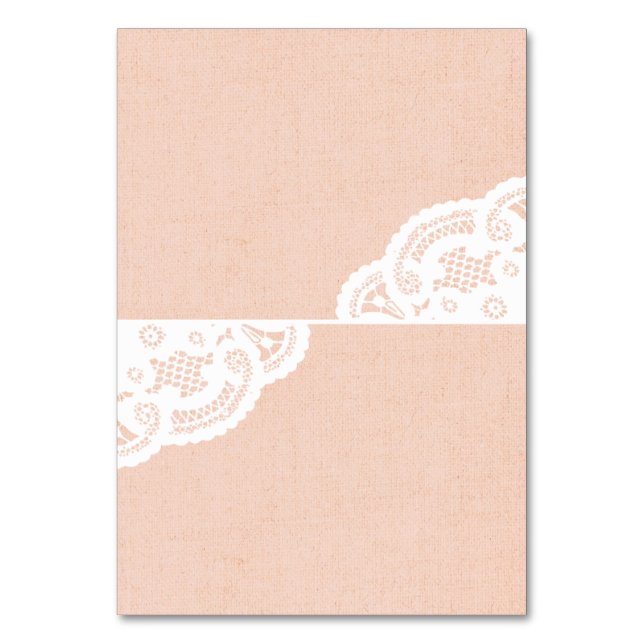 Tarjeta De Mesa Peach Lace Doily Boda Table Place Cards (Anverso)