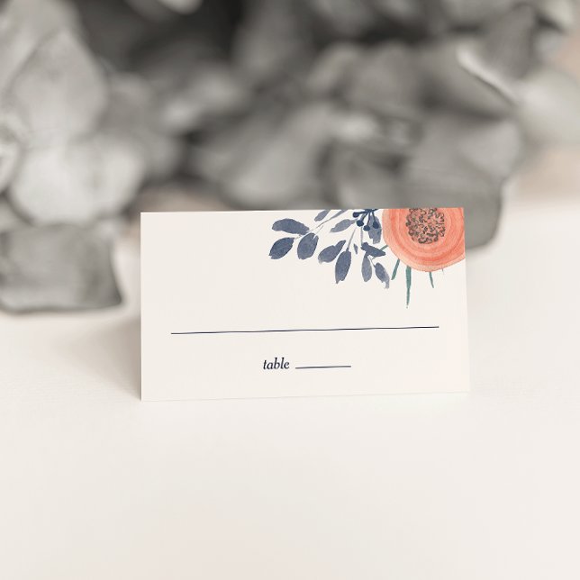 Tarjeta De Mesa Peach Poppies Boda Escort Place Cards (Subido por el creador)