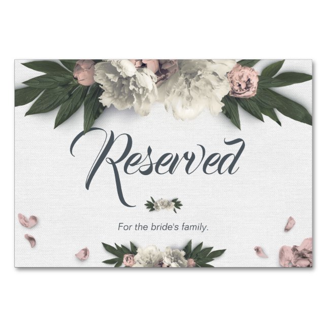 Tarjeta De Mesa Peach romántico y White Floral Peonies (Anverso)
