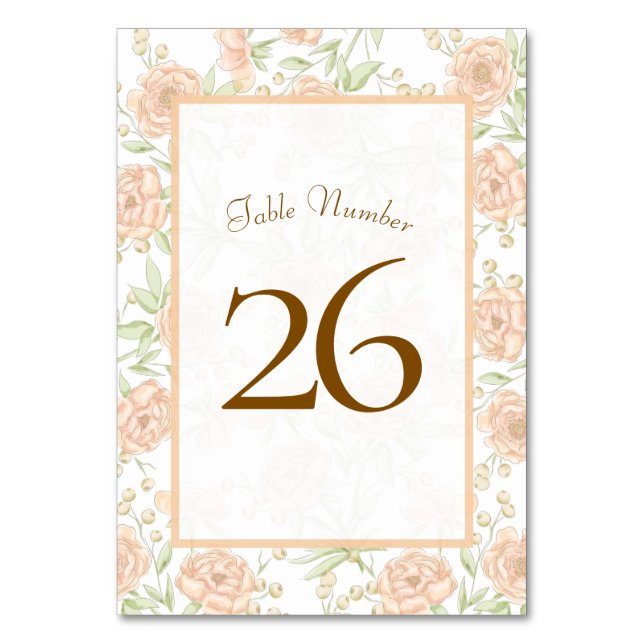 Tarjeta De Mesa Peach Rose Wedding (Reverso)