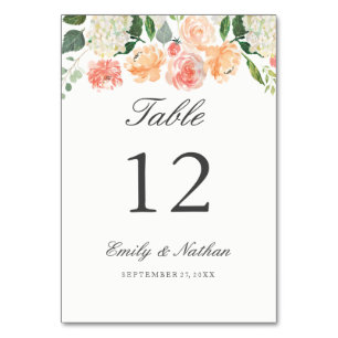 Tarjeta De Mesa Peach Watercolor Floral Table Number Cards