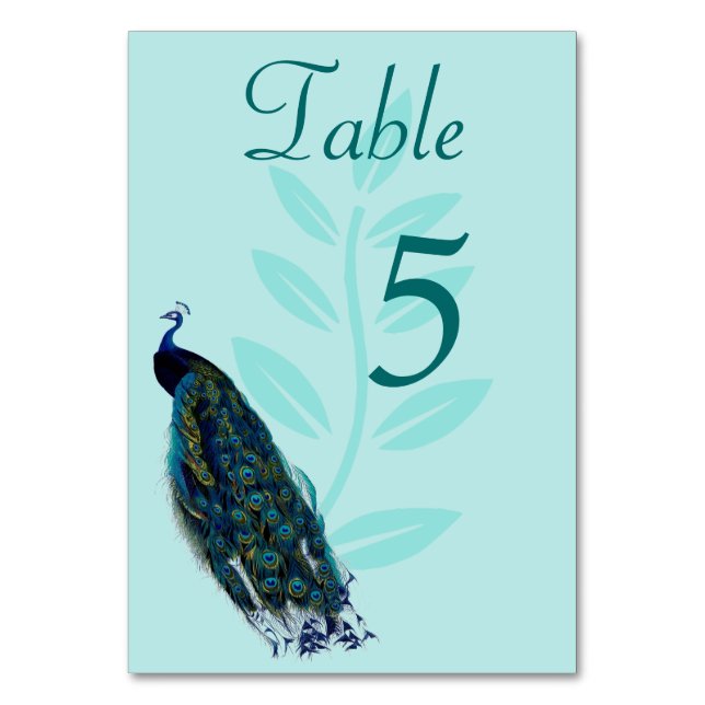 Tarjeta de mesa Peacock Aqua (Anverso)