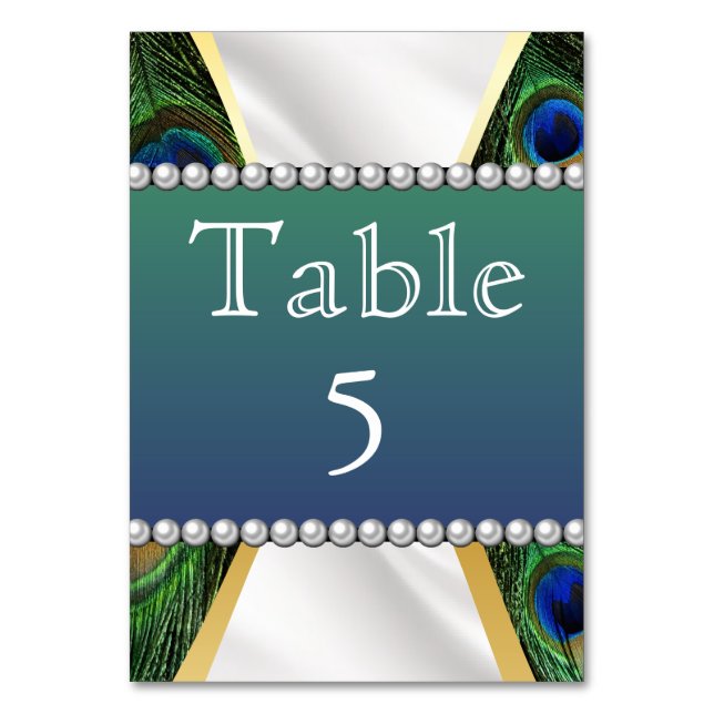 Tarjeta De Mesa Peacock con Drenaje de Plata Dorada (Anverso)