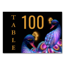 Tarjeta De Mesa Peacock Jewel Tones Boda Floral Moody púrpura