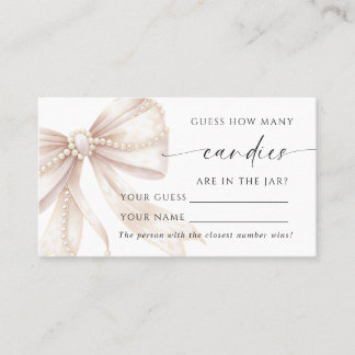 Tarjeta De Mesa Pearl and Bow How Many Candies Shower Game card