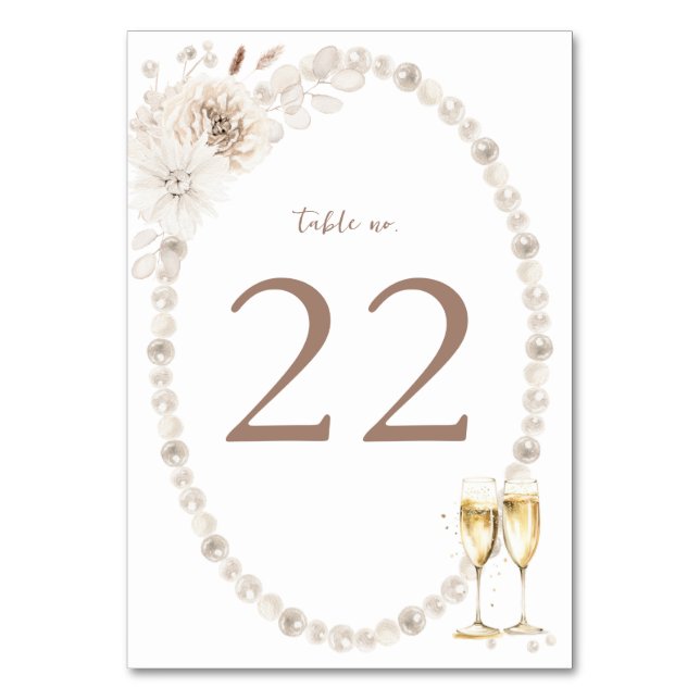 Tarjeta De Mesa Pearls Bridal Shower (Anverso)