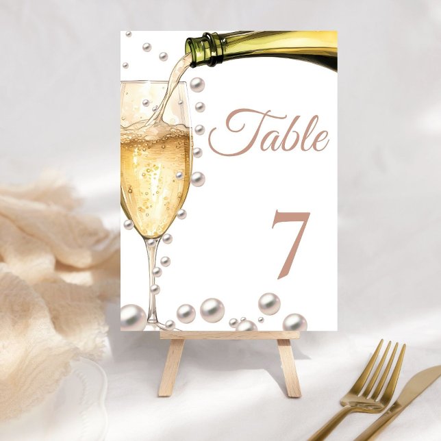 Tarjeta De Mesa Pearls Y Prosecco Bridal Shower Date Ideas Rótulo (Subido por el creador)