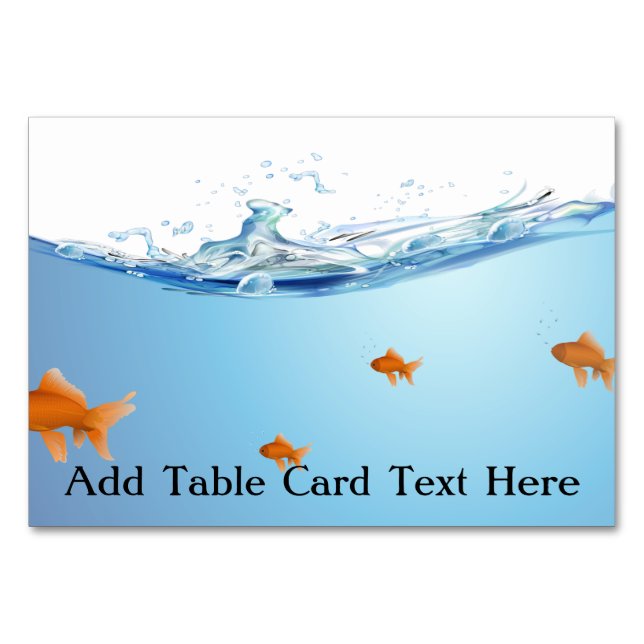 Tarjeta De Mesa Peces de oro bajo acuario acuático (Anverso)