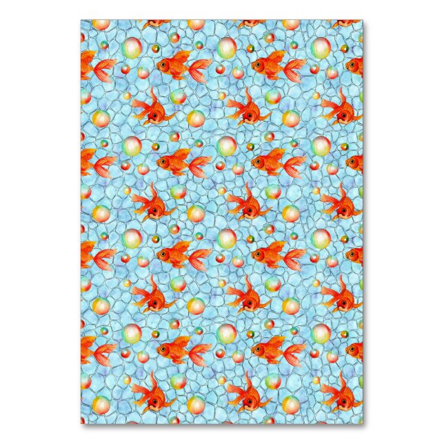 Tarjeta De Mesa peces dorados y burbujas de jabón (Anverso)