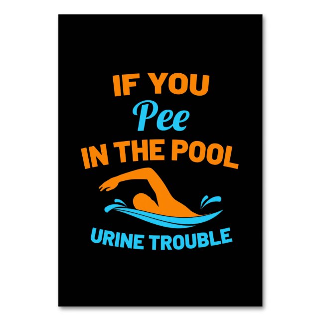 Tarjeta De Mesa Pee De Nadador En La Piscina (Anverso)