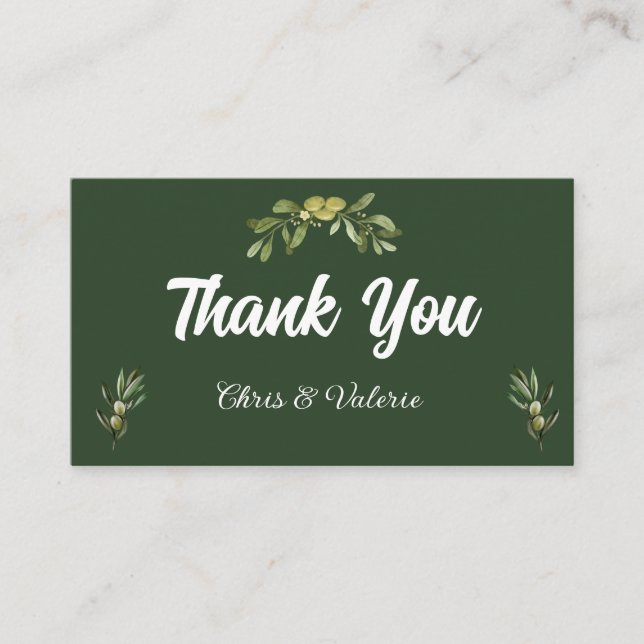 Tarjeta De Mesa Pegatina verde oliva moderna (Anverso)
