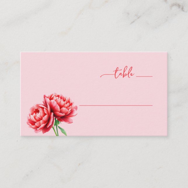 Tarjeta De Mesa Peonía floral rosa romántica (Anverso)