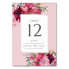 Tarjeta De Mesa Peonía Rosa Polvoriento Romántico Marco Moderno