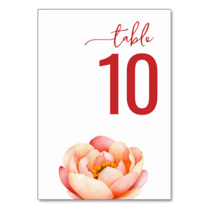 Tarjeta De Mesa Peonía serena de acuarela en rojo