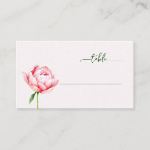Tarjeta De Mesa Peonía serena de acuarela rosa