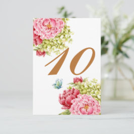 Tarjeta de mesa Peonías e Hydrangeas No 10