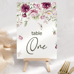 Tarjeta De Mesa Peonies Pink Burgundy Boda Floral Número de tabla