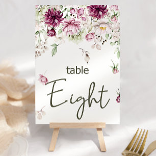 Tarjeta De Mesa Peonies Pink Burgundy Boda Floral Número de tabla