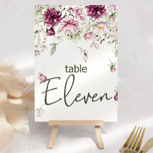 Tarjeta De Mesa Peonies Pink Burgundy Boda Floral Número de tabla