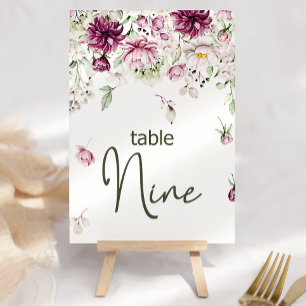 Tarjeta De Mesa Peonies Pink Burgundy Boda Floral Número de tabla