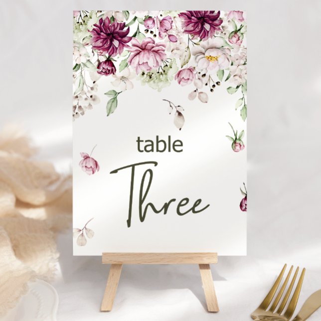 Tarjeta De Mesa Peonies Pink Burgundy Boda Floral Número de tabla (Subido por el creador)