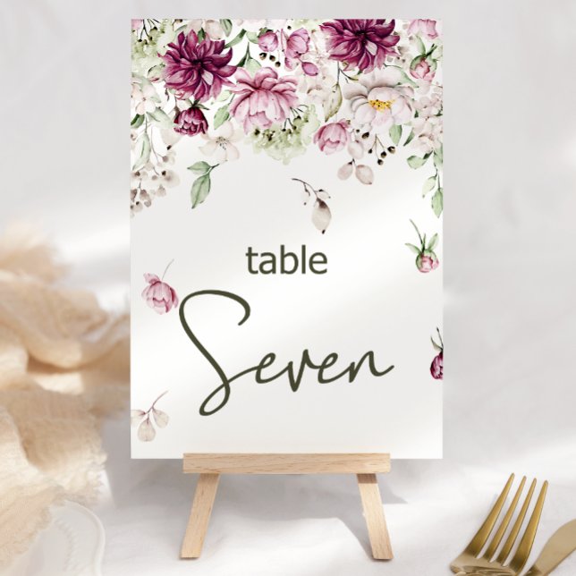 Tarjeta De Mesa Peonies Pink Burgundy Boda Floral Número de tabla (Subido por el creador)