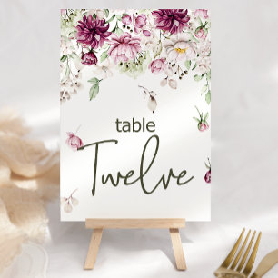 Tarjeta De Mesa Peonies Pink Burgundy Boda Floral Número de tabla