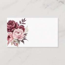 Tarjeta De Mesa Peony Burgundy Boda Floral de acuarela rosa