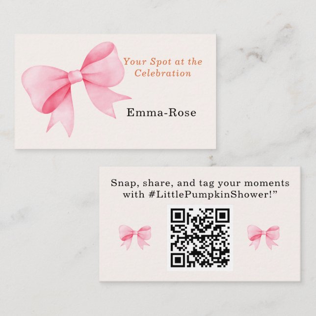 Tarjeta De Mesa Pequeña Baby Shower de calabaza - Caída de arco ro (Anverso / Reverso)