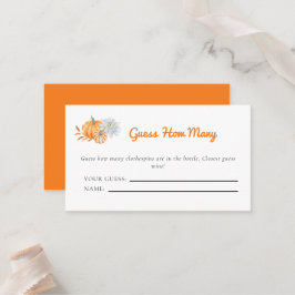 Tarjeta De Mesa Pequeña Calabaza Baby Shower Adivina cuántos juego
