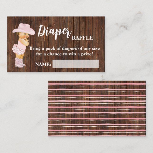 Tarjeta De Mesa Pequeña Cowgirl Diaper Raffle Ticket Baby Shower (Anverso / Reverso)