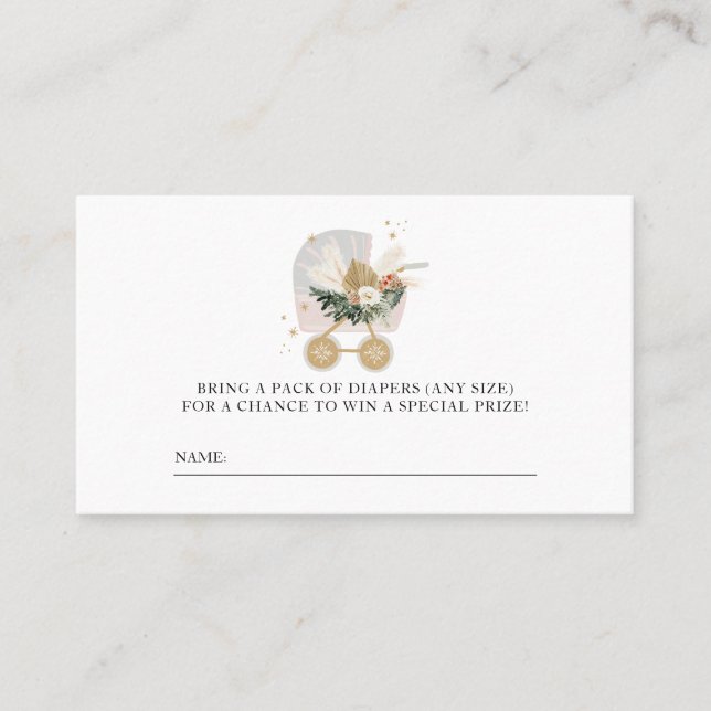 Tarjeta De Mesa Pequeño billete de nevado Baby Shower Diaper Raffl (Anverso)