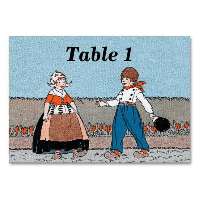Tarjeta De Mesa Pequeño Chica holandés zapatillas de madera tulipa (Anverso)