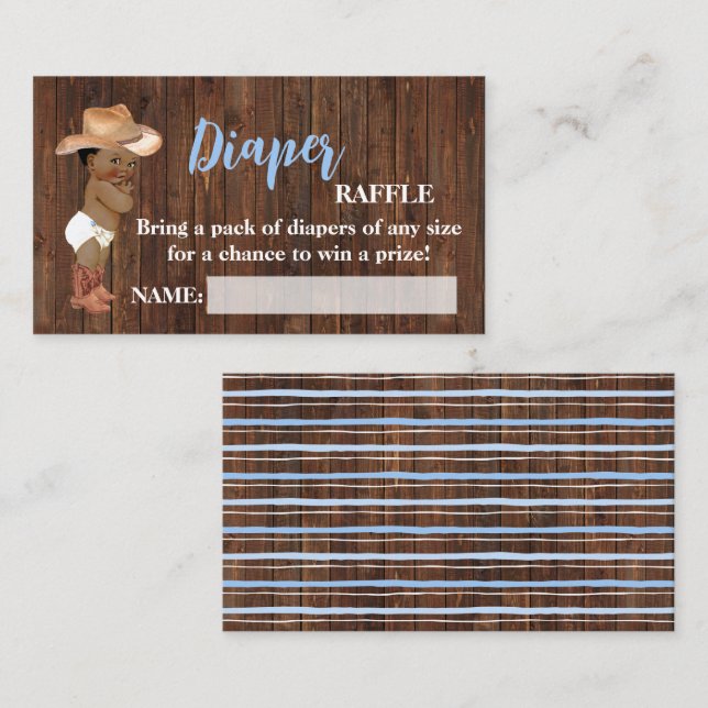 Tarjeta De Mesa Pequeño Cowboy Diaper Raffle Ticket Baby Shower (Anverso / Reverso)