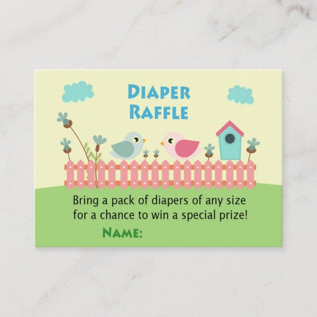 Tarjeta De Mesa Pequeño Diaper de Pájaro Raffle Tickets (Anverso)