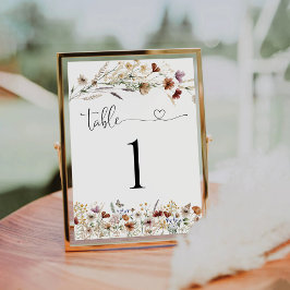 Tarjeta De Mesa Pequeño número de tabla de Boda de flores silvestr