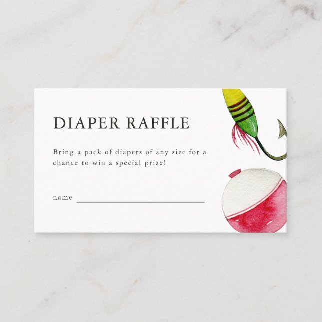 Tarjeta De Mesa Pequeño pescador Baby Shower Diaper Raffle Card (Anverso)