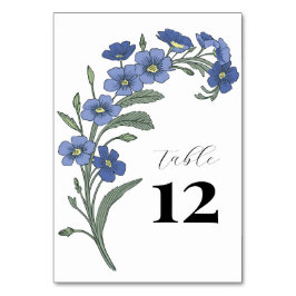 Tarjeta De Mesa Periwinkle Blue Floral Moderno Boda