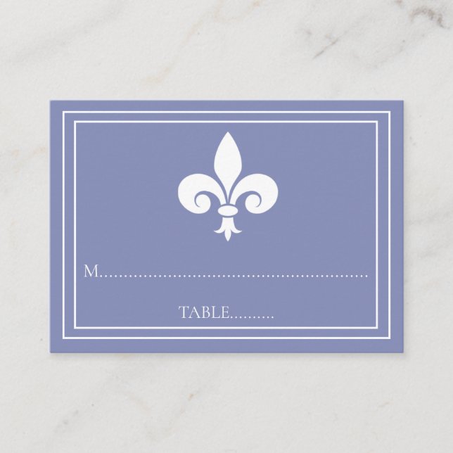 Tarjeta De Mesa Periwinkle Fleur de Lis Boda (Anverso)